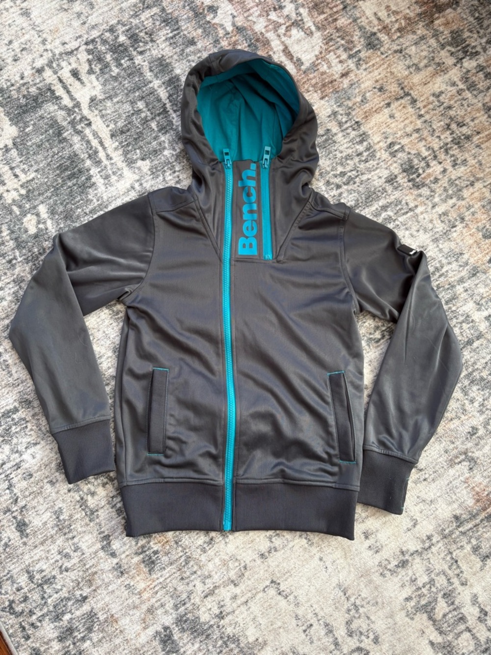 Bench Hooded Zip Jacket in Grey and Teal